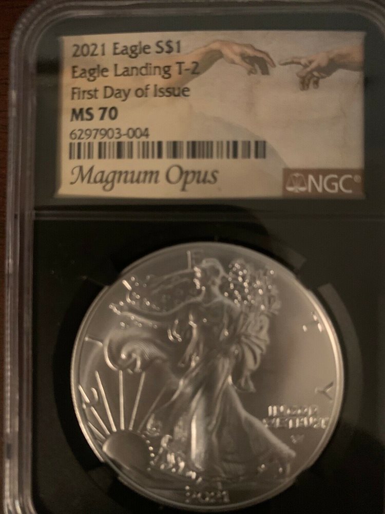 2021 Eagle Landing T-2 Silver Eagle MS70 First Day of Issue