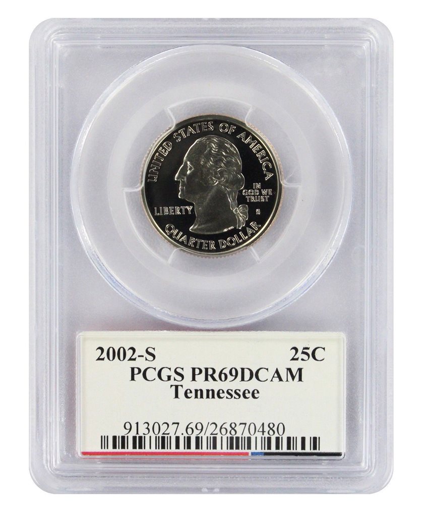 2002-S Flag Clad Tennessee State Quarter TN PR70DCAM PCGS Proof 70 Deep Cameo