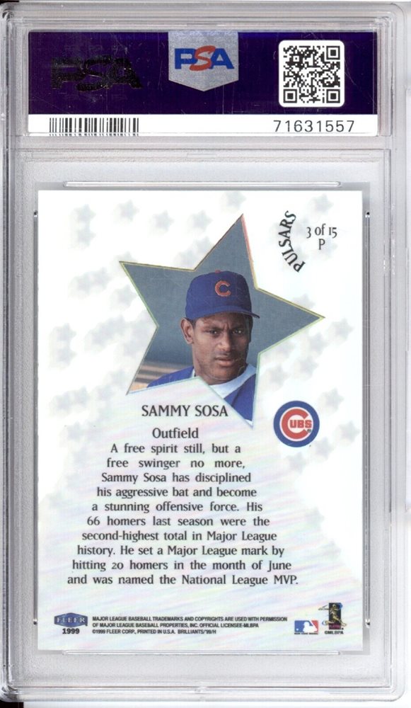 その他 1999 Fleer Brilliants Pulsars Sammy Sosa 1999 Fleer Brilliants Baseball Sammy Sosa Shining Stars Card