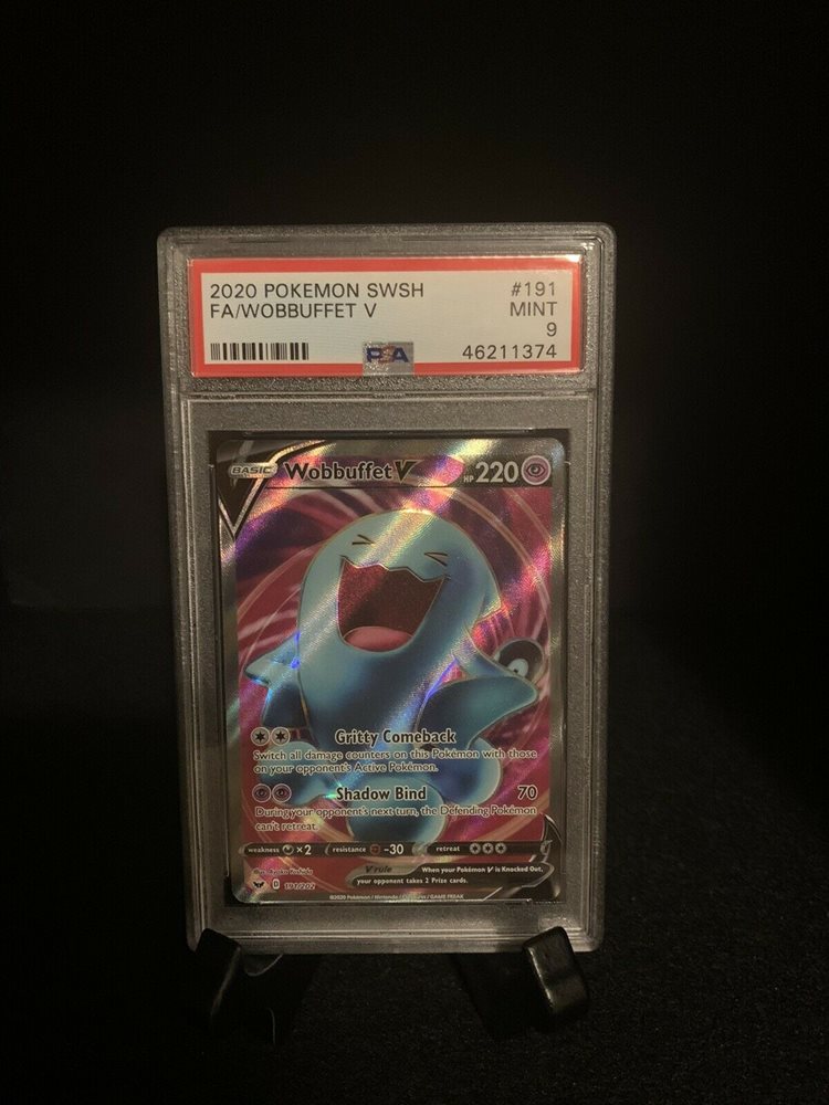 wobbuffet v pokemon card value WOBBUFFET V (2020) Pokemon Sword & Shield Full Art Rare Holo 191/202 CGC 9  Mint