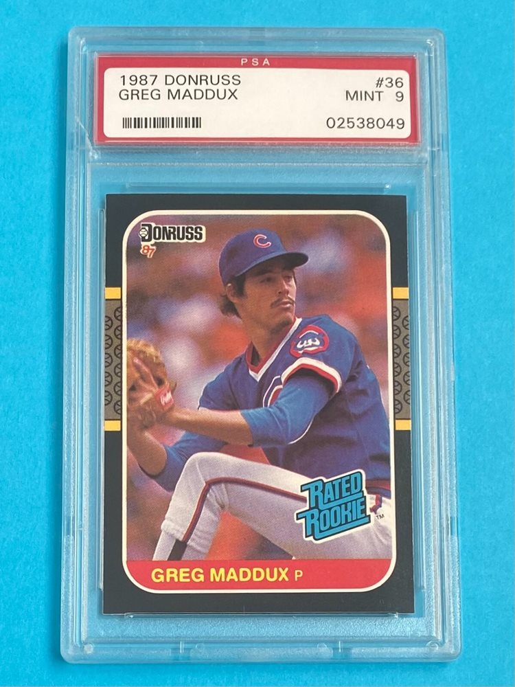 1987 Donruss #36 Greg Maddux Rookie Card - PSA Graded 9 MINT (Cubs)