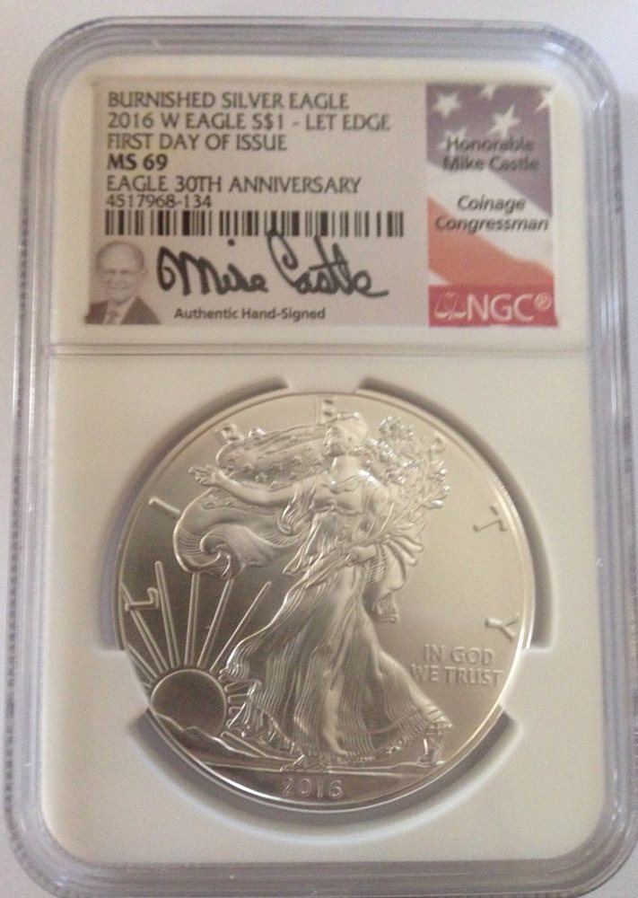 First Day Of Issue 2016 W Burnished Silver Eagle NGC MS69