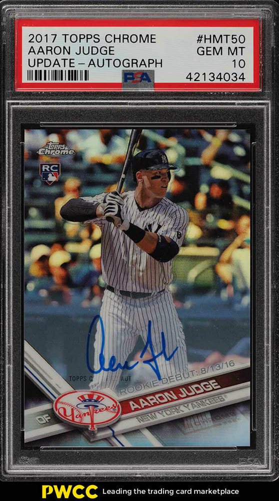 ゲームセンター・ゲームカード 2017 Topps Chrome Aaron Judge RC PSA Auction Prices Realized Baseball Cards 2017 TOPPS CHROME Aaron Judge