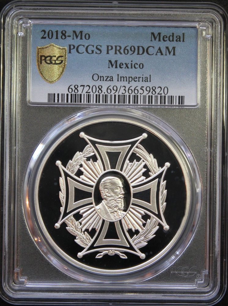 Mexico 2018 Onza Imperial 1 oz .999 Silver, PCGS PR69 DCAM
