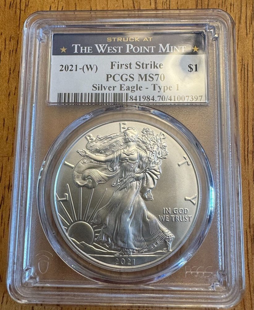 2021 (W) SILVER EAGLE PCGS MS70 FS STRUCK AT THE WEST POINT