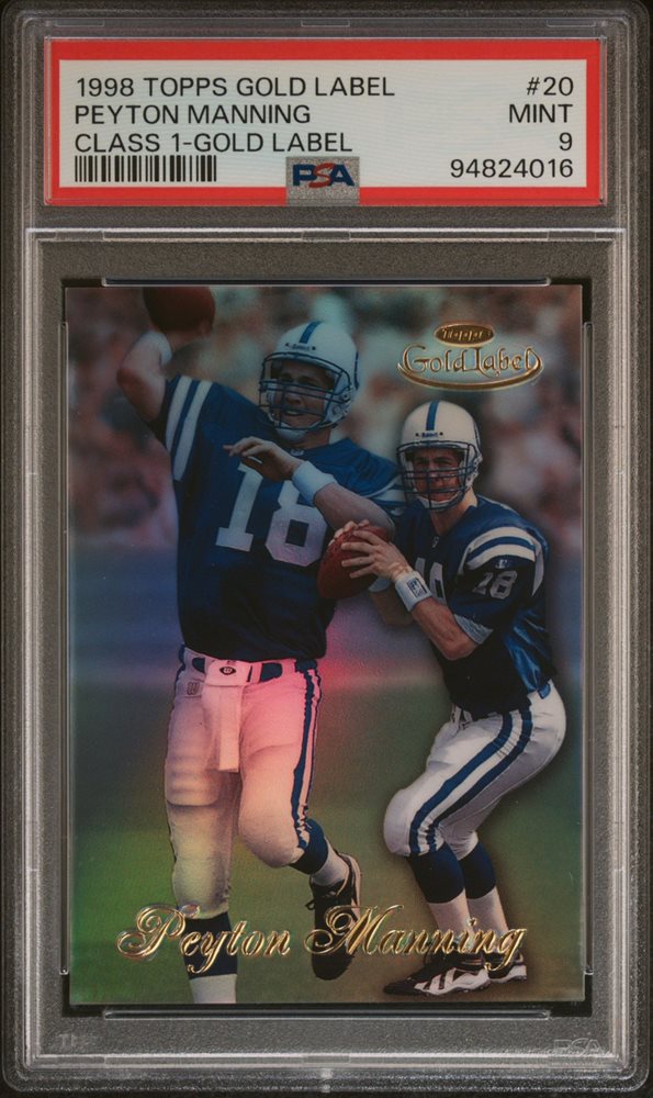 サプライ・アクセサリ・グッズ Peyton Manning Rookie Gold Label, PSA 8 1998 TOPPS GOLD LABEL PEYTON MANNING ROOKIE FOOTBALL CARD