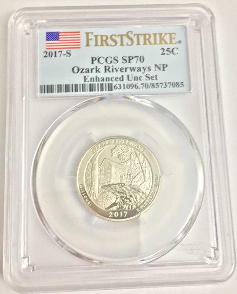 2017-S Ozark Riverways NP Quarter Enhanced Set PCGS SP70 F//S