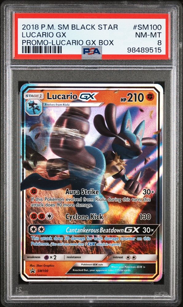 Graded Pokemon Cards Lucario GX Ultra Rare Black Star Promo SM100 Pokemon  Card - Holo Foil, Lightly Played Pokemon Cards Rare