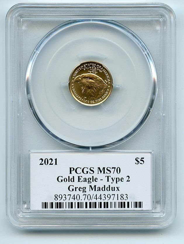 2021 $5 American Gold Eagle Type 2 PCGS PSA MS70 Legends of Life