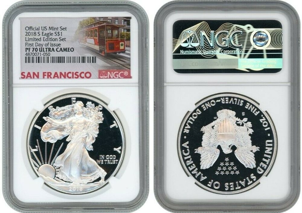 2018 S EAGLE S$1 LIMITED EDITION NGC PF70 ULTRA CAMEO FIRST DAY OF