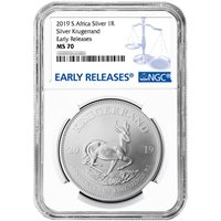 2019 South Africa Silver Krugerrand 1oz NGC MS70 FDOI First Label Retro Core
