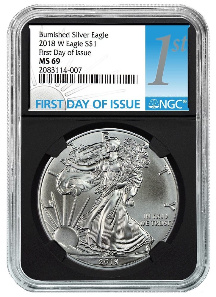 First Day Issue Eagle Core 2019 W Burnished Silver Eagle NGC MS70
