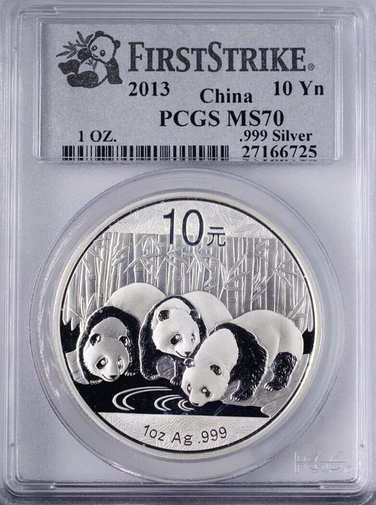 2013 China Panda 10 Yn PCGS MS70 First Strike, 1oz .999 Silver 2013 China Panda 10 Yn PCGS MS70 First Strike, 1oz .999 Silver