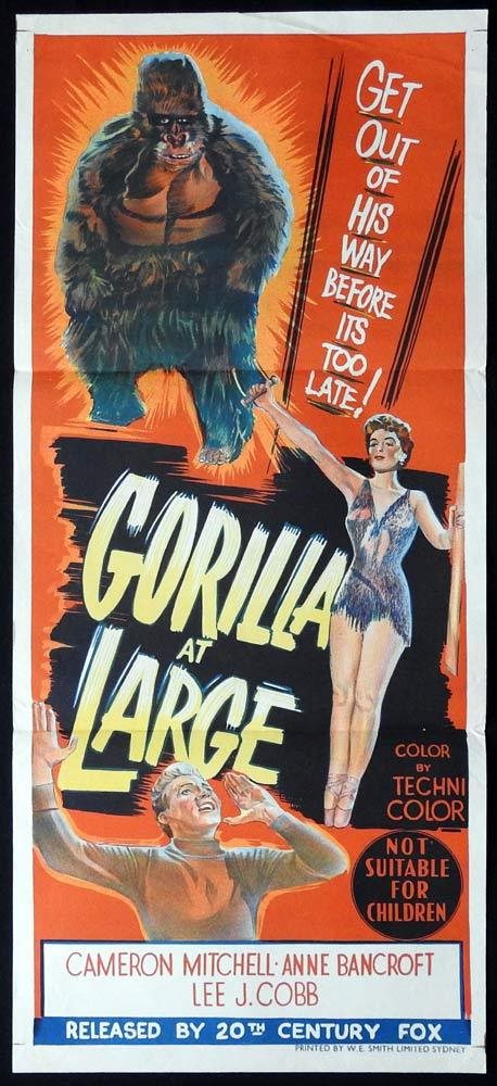 Cobb GORILLA AT LARGE Movie POSTER 27x40 Cameron Mitchell Anne Bancroft Lee J