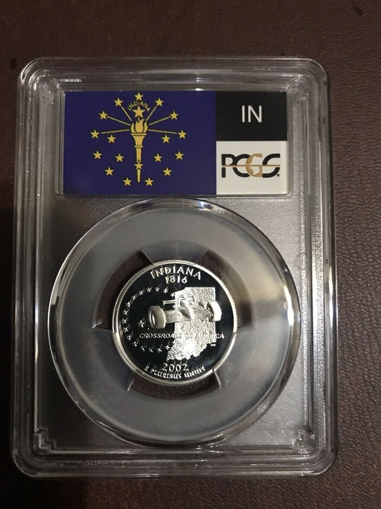 2002 S “Silver” Indiana State Quarter PCGS PR 69 DCAM Flag Series