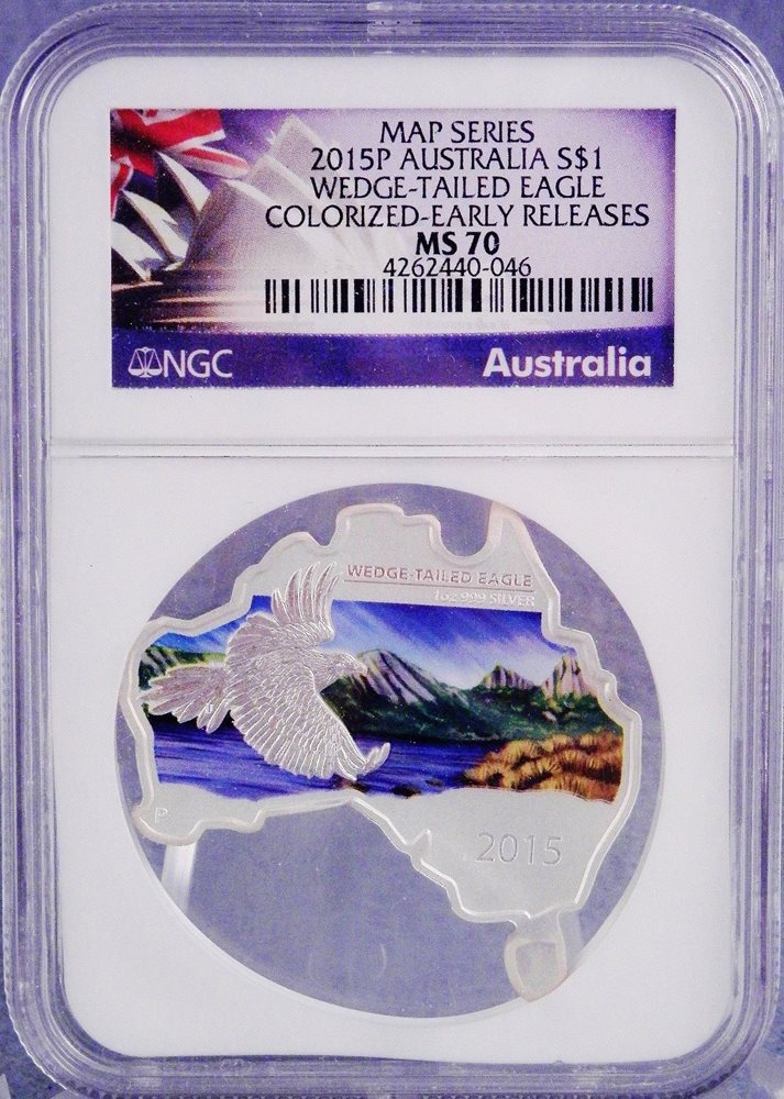 2015-P Australia $1 Wedge Tailed Eagle MS 70 Map Series