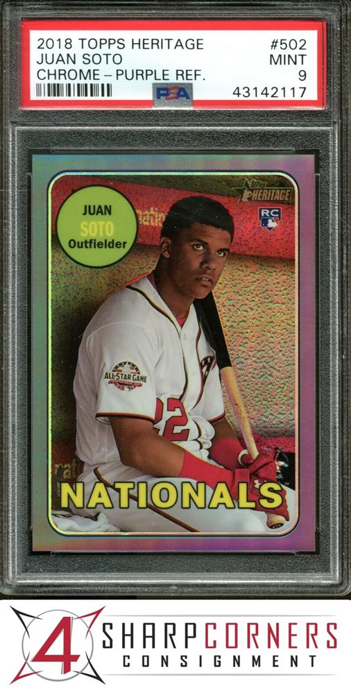 その他 2018 Topps Her Purple Ref Juan Soto PSA9 2018 Topps Heritage JUAN SOTO Purple Chrome Rookie RC PSA 10