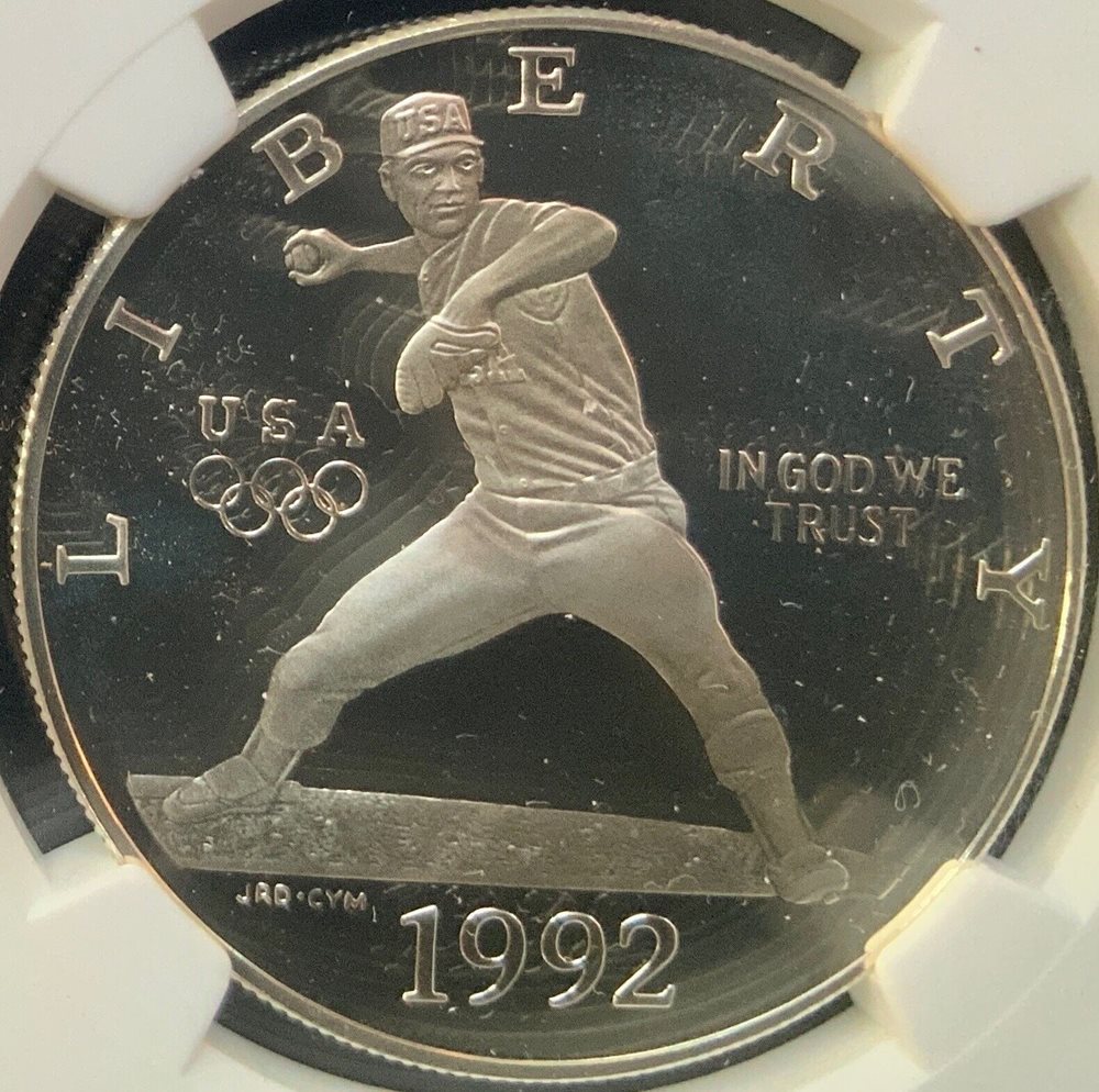 1992 S Olympics Proof Silver $1 Coin NGC PF69 Smithsonian Baseball