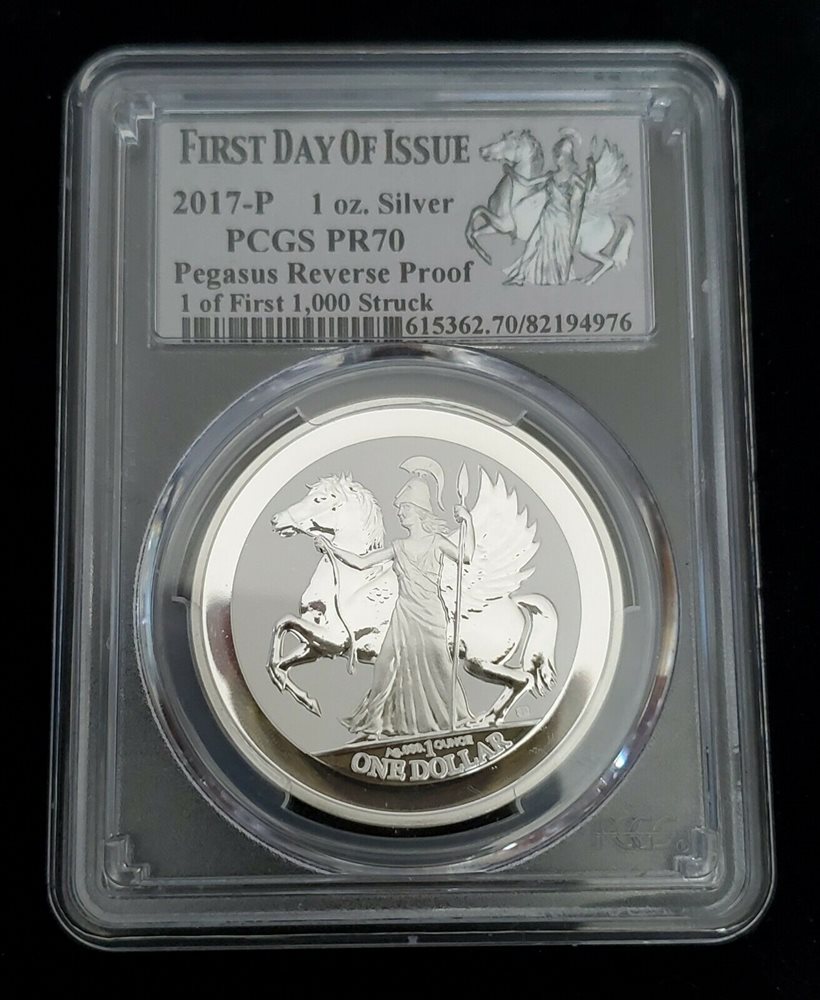 2017-P 1oz Ag.999 Silver Pegasus Reverse Proof PCGS PR70 1 Of