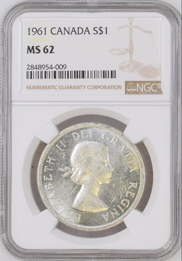 1961 S1$ DOLLAR ELIZABETH-II CANADA KM#54 LOW-POP RARE NGC