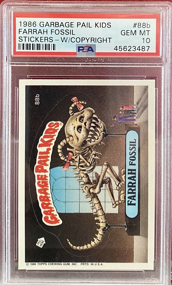 1986 Topps Garbage Pail Kids Original Series 3 With Copyright #88b Farrah Fossil front