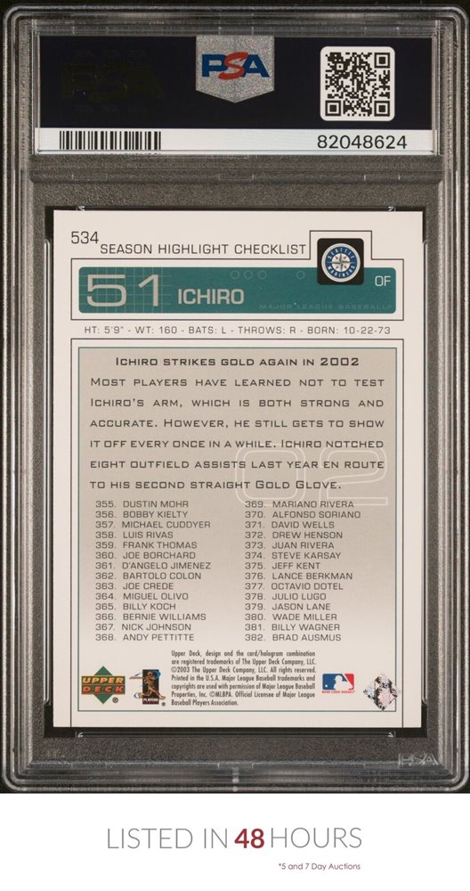 イチロー UPPER DECK 裏返し 2003 534 SEASON HIGHLIGHT CHECKLIST