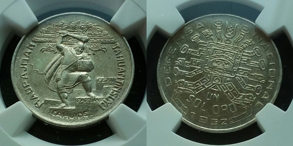 NGC--AU**1932 PERU 'INCA Warrior' 1 Sol Silver Token**National