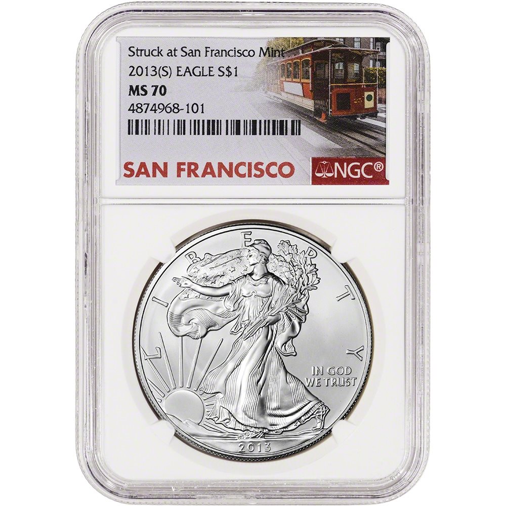 Silver Eagle S PCGS MS70 San Francisco Mint Label 2013-