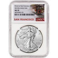 American Silver Eagle NGC MS70 S Trolley Label First Releases 2013-