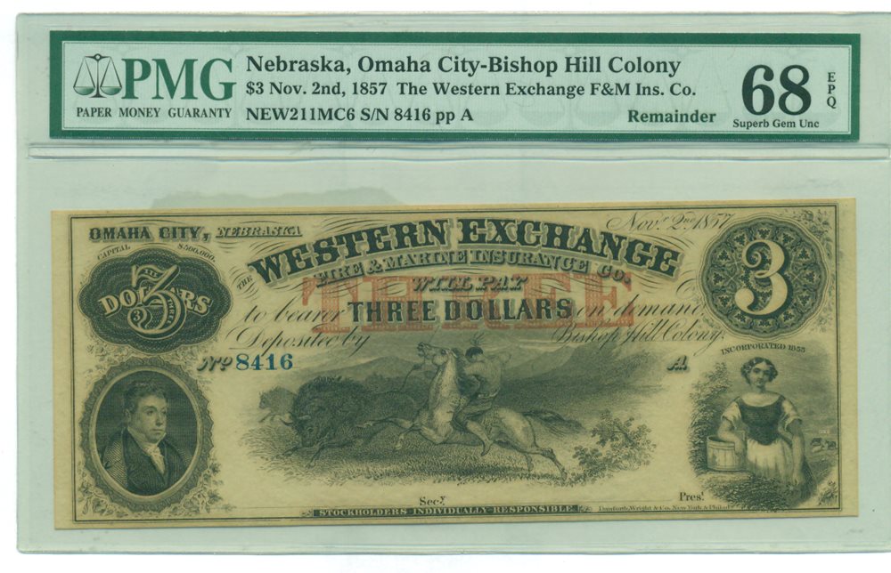 1857 Omaha City Hill Colony Nebraska, Western