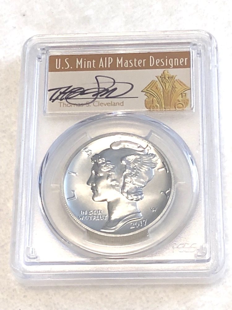 2017 SILVER EAGLE PCGS MS70 THOMAS CLEVELAND FIRST DAY OF ISSUE ART DECO LABEL