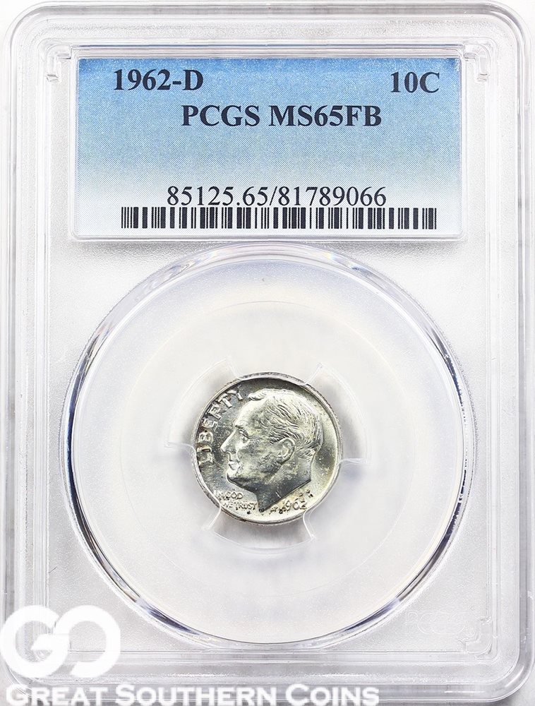 1962-D Roosevelt SILVER Dime PCGS MS64FB