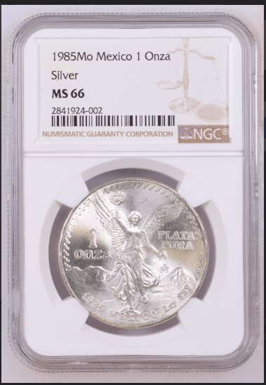 1985 Mexico 1 Onza .999 Fine Silver Libertad NGC MS66, MS66 - PCGS