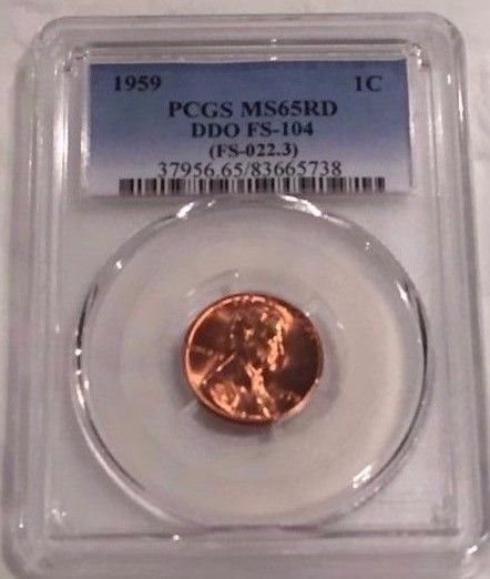 1959 Doubled Die Obverse Lincoln Cent PCGS MS65 Red 1C DDO FS-104 