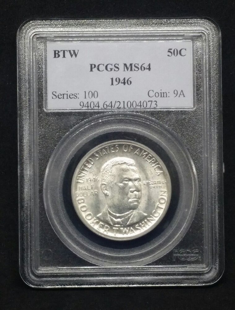 Washington Commemorative Silver Half Dollar Coin PCGS MS-64 Toned 1946 Booker T