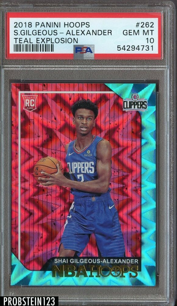 thumbnail image 2 of 2018 Panini Hoops Shai Gilgeous-Alexander Rookie Card #262 - PSA 10 Gem Mint 2 of 10