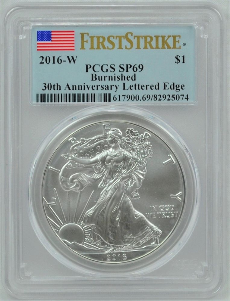 2018 W Burnished Silver Eagle 3 Coin Set PCGS SP69 Donald Trump Red White Blue