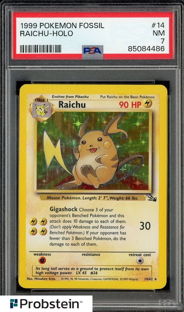 PSA9 ライチュウ 旧裏 化石の秘密 026 1997