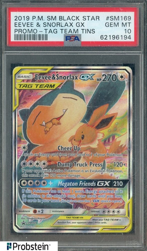 【PSA10】イーブイ＆カビゴンGX/Eevee & Snorlax プロモ PSA 10 Eevee & Snorlax GX 297/SM-P Promo Tag Bolt 2018