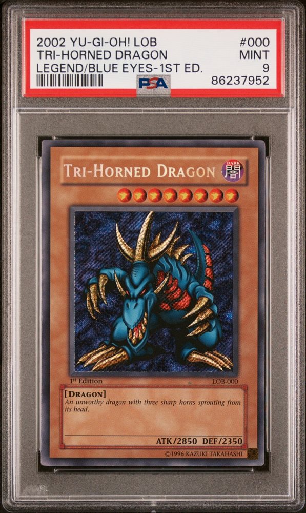 PSA9 遊戯王　旧アジア版　1st TRI-HORNED DRAGON Yugioh Tri-Horned Dragon LOB-000 Wavy 1st Ed. PSA 10 Secret