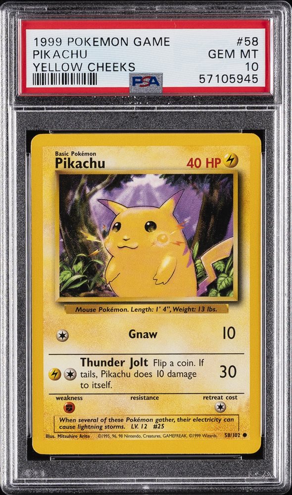 PSA10 ピカチュウ Pikachu 旧裏 プロモ イエローチーク 58 英語 ピカチュウイエローチーク 英語版 PSA10の通販 カルパッチョ