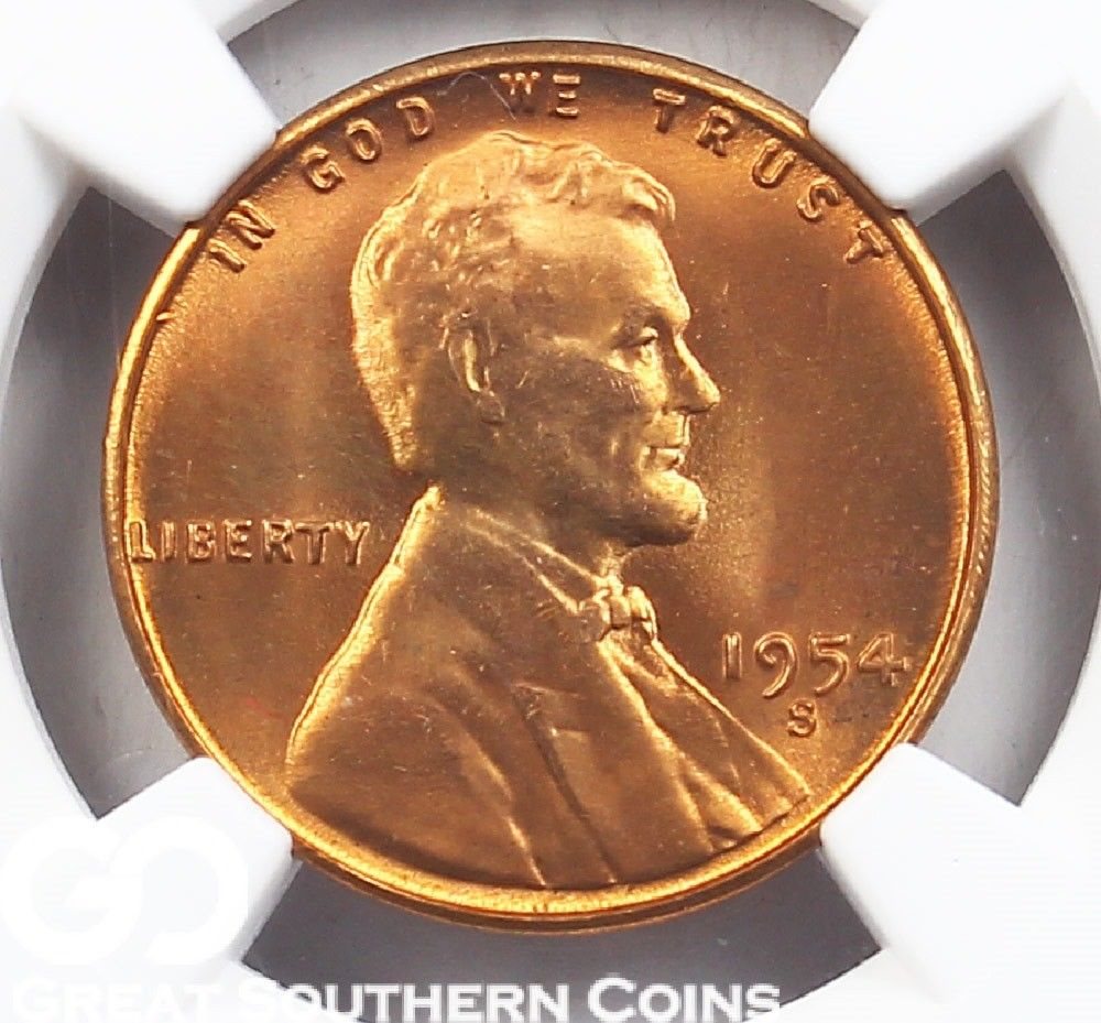 1954 S Lincoln Wheat Cent Nice MS RED Lincoln Coin
