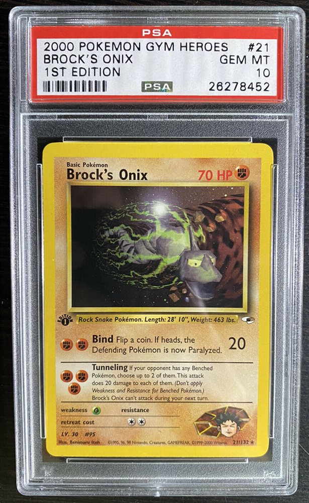 Auction Prices Realized Tcg Cards 00 Pokemon Gym Heroes Brock S Onix 1st Edition