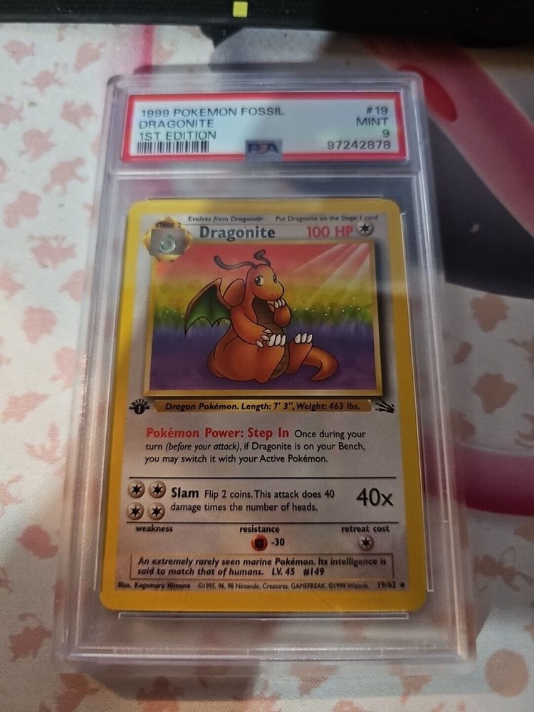 dragonite pokemon card 19/62 Pokemon Card 19/62 Dragonite Fossil Rare PSA GEM MINT 10 – Brokenvase Games main image 1