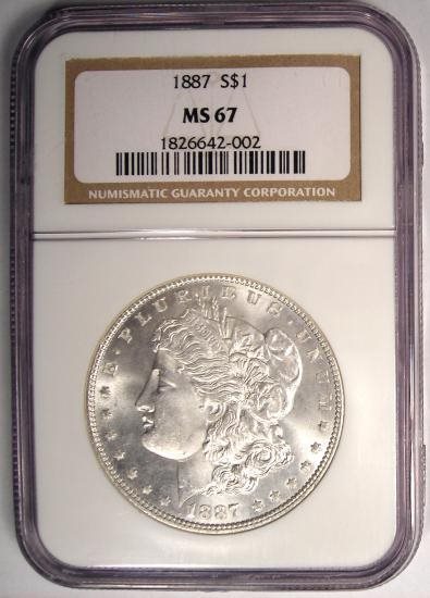 1887 P モルガンダラー PCGS MS67 アンティークコイン #001 1887/6年 モルガンダラー 銀貨 1ドル シルバー コイン モルガン