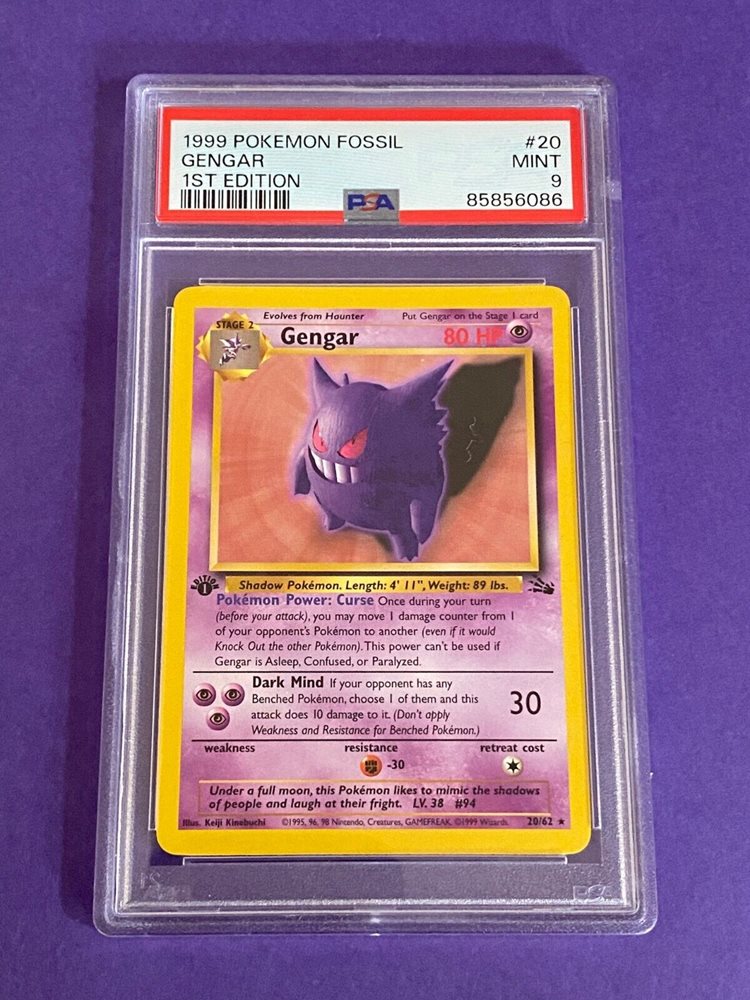 1999 gengar pokemon card 1999 POKEMON FOSSIL GENGAR - HOLO 1ST EDITION main image 0