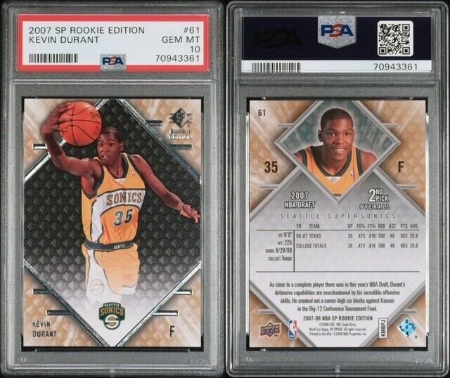 その他 PSA10 Kevin Durant Rookie 2008 SP Authen Kevin Durant 2007 SP Rookie Edition #61 Base Price Guide