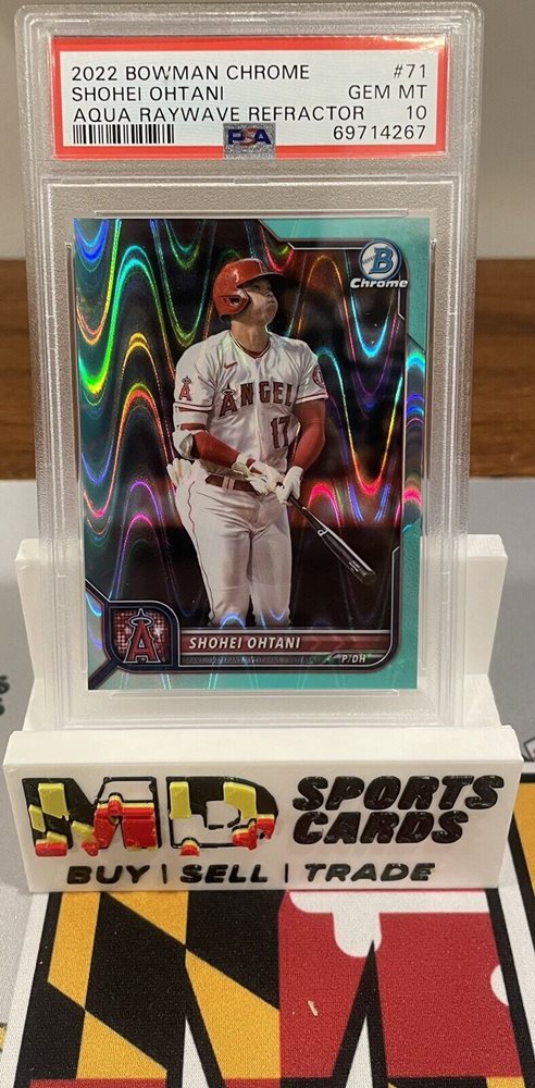 大谷翔平2022 Bowman Chrome Aqua Ray Wave 2022 Bowman Chrome Shohei Ohtani Aqua Ray Wave Refractor #'d