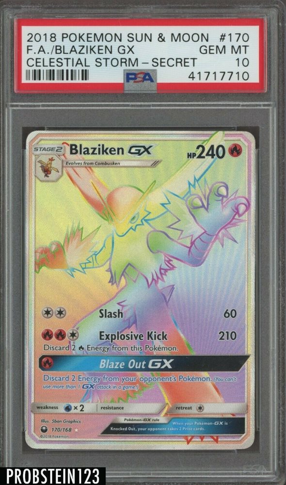 pokemon cards blaziken gx SM Celestial Storm Card: - 170/168 - Rainbow Rare GX Discard 2 Energy from your opponents Pokmon Blaziken GX 28/168 Ultra Rare