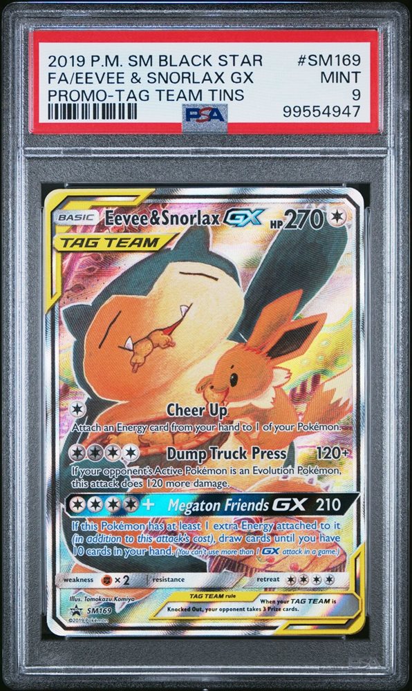 PSA 10 Eevee & Snorlax GX Tag Bolt SR 106/095 SM9 2018